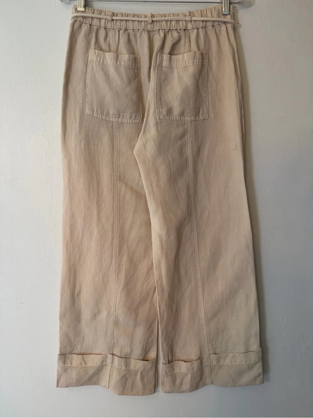 Calypso St Barth Relaxed Drawstring Wide-Leg Women's Capris in Cream/taupe